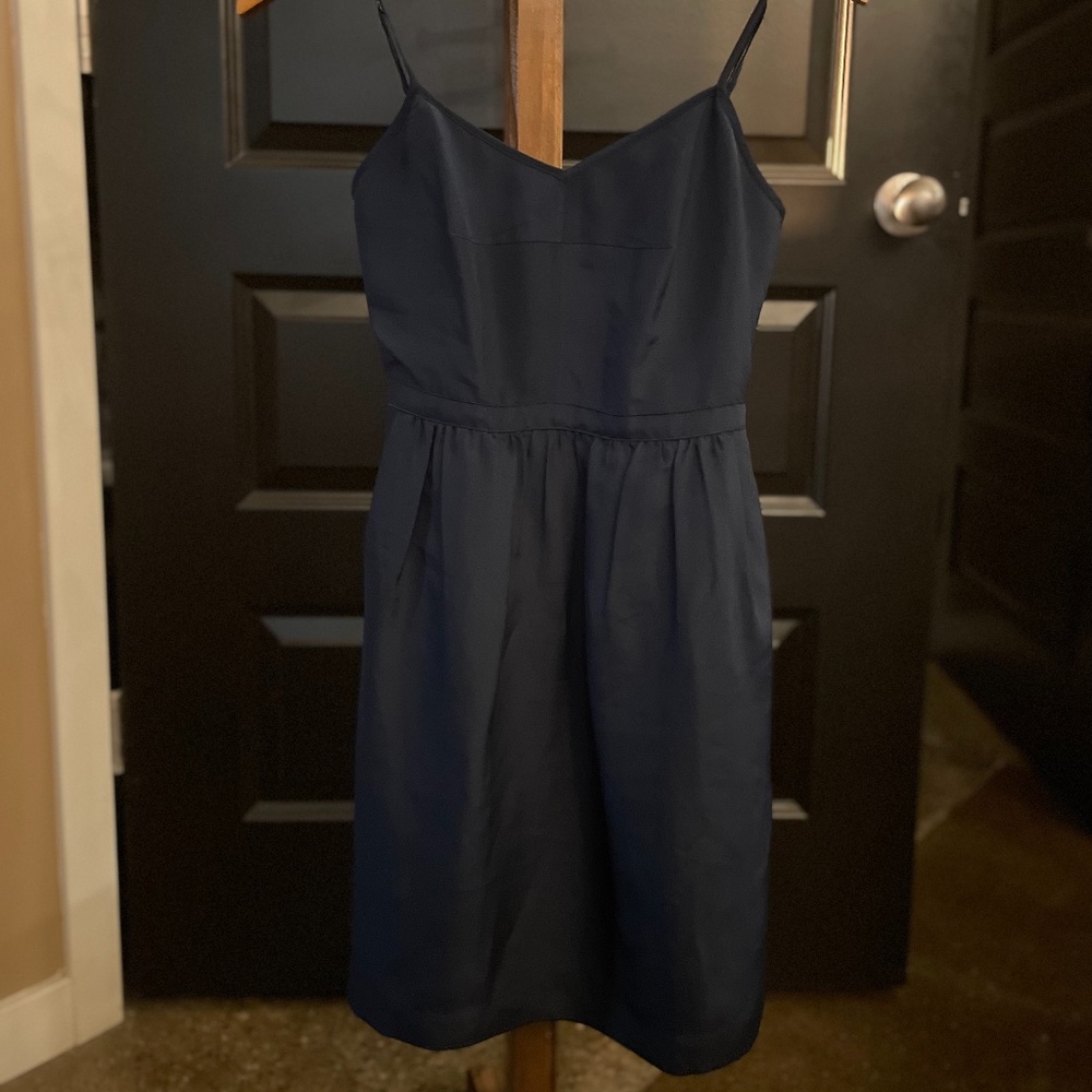 J Crew Navy Navy Satin Dress